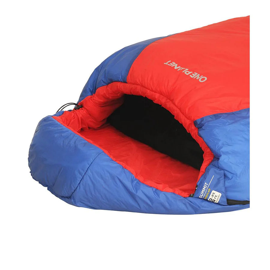 ONE PLANET SUMMIT -5 UNISEX SYNTHETIC SLEEPING BAG LARGE LEFT-HAND ZIP BLUE/RED