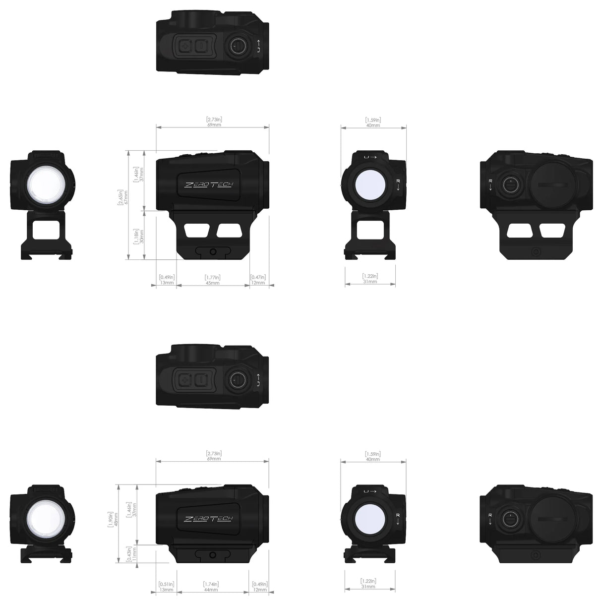 ZEROTECH THRIVE HD RED DOT 2 MOA HIGH & LOW