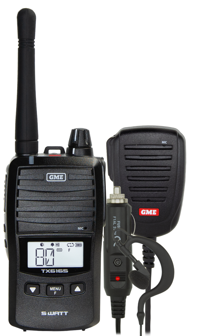 GME 5/1 WATT UHF CB HANDHELD RADIO INCLUDING ACCESSORIES