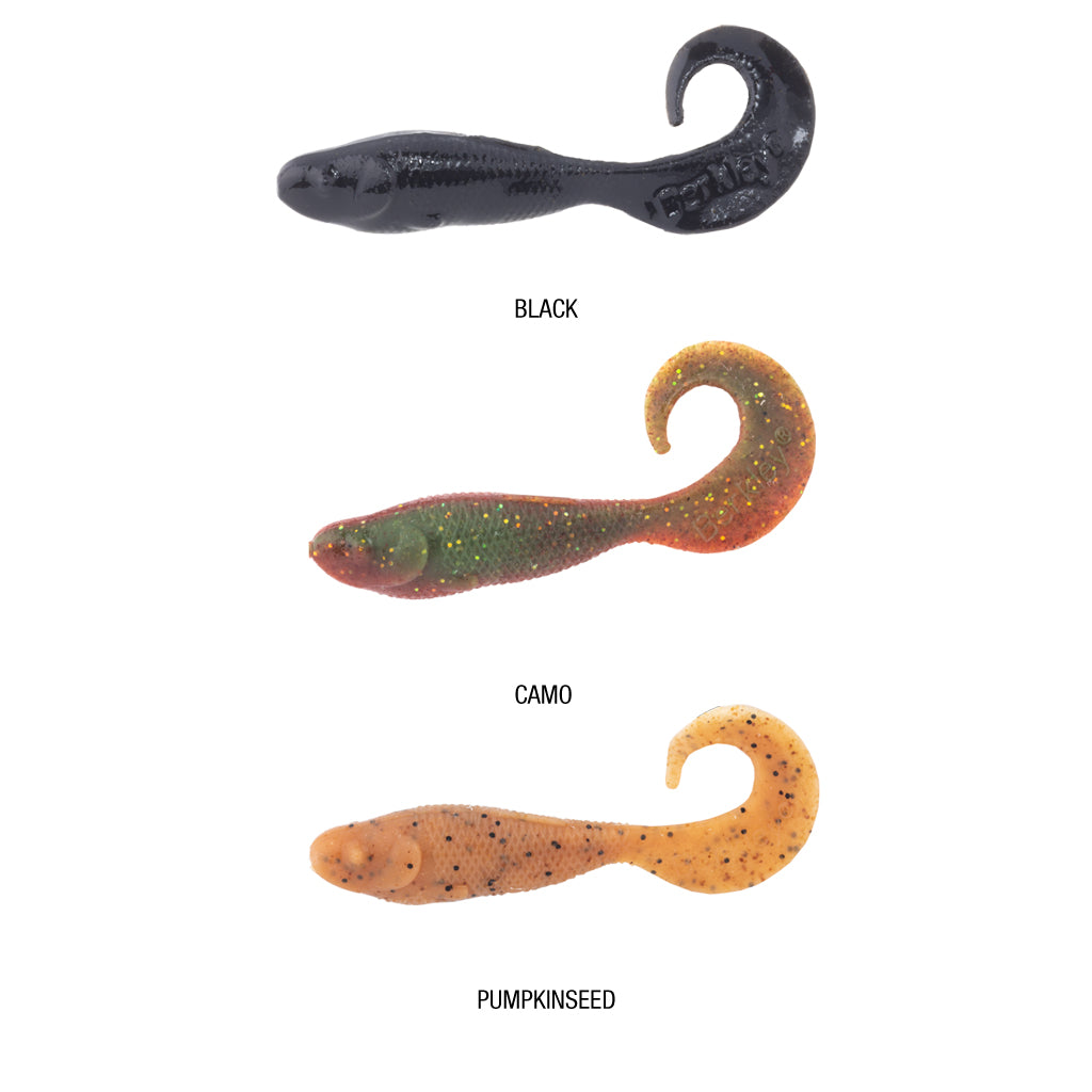 BERKLEY GULP ALIVE BULK TUB 3INCH CURL TAIL MINNOW BLACK