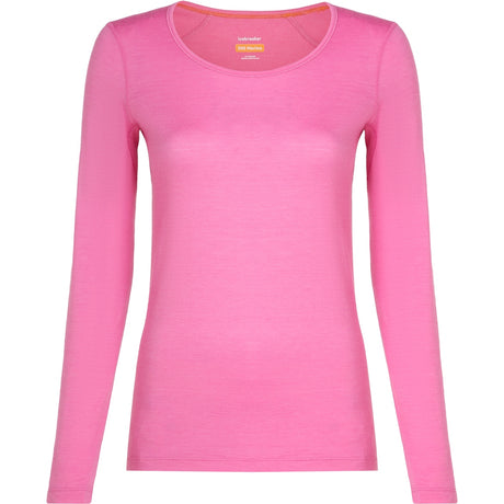 ICEBREAKER WOMEN'S MERINO 200 OASIS SCOOP LONG SLEEVE THERMAL TOP POP