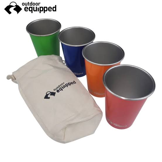 OUTDOOR EQUIPPED SS DRINKING CUP 4X 350ML