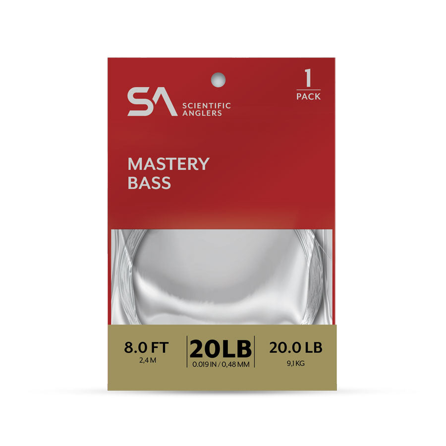 SCIENTIFIC ANGLERS MASTERY BASS LEADERS 8' 20LB 1-PACK