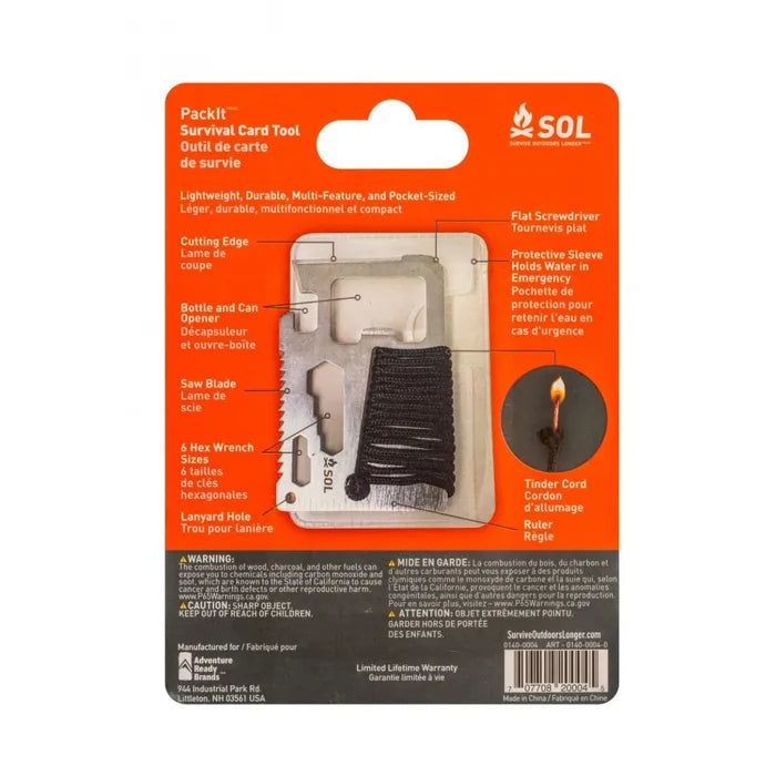 SURVIVE OUTDOORS LONGER PACKIT SURVIVAL CARD TOOL