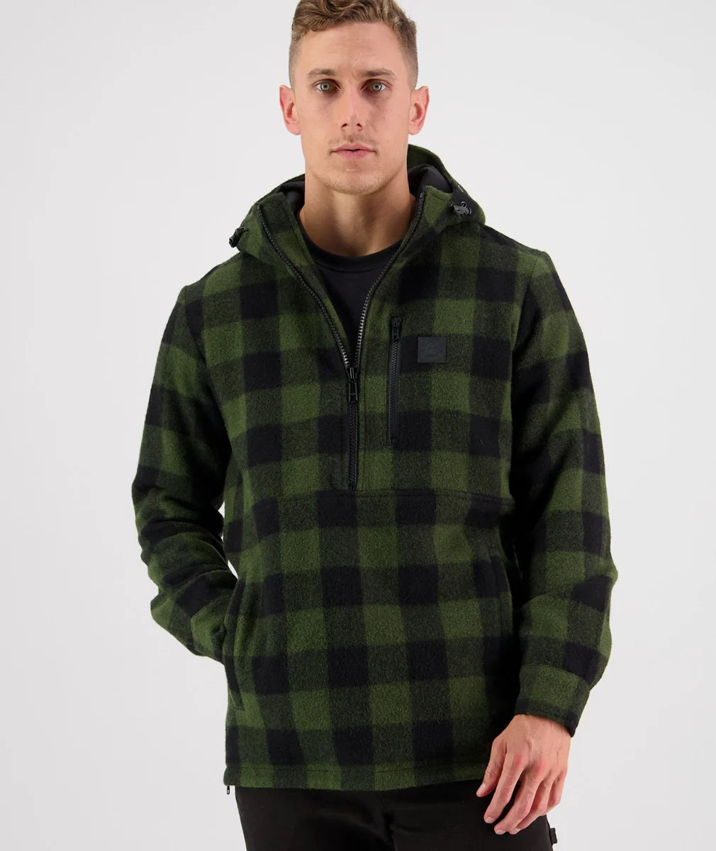 SWANNDRI REIDSTON WOOL ANNORAK OLIVE / BLACK CHECK