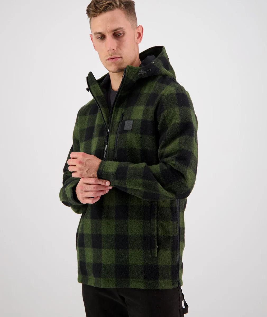 SWANNDRI REIDSTON WOOL ANNORAK OLIVE / BLACK CHECK